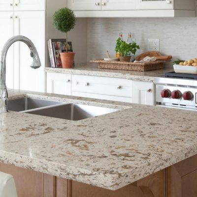 Coral clay zodiac quartz kitchen top project Baltimore, MD