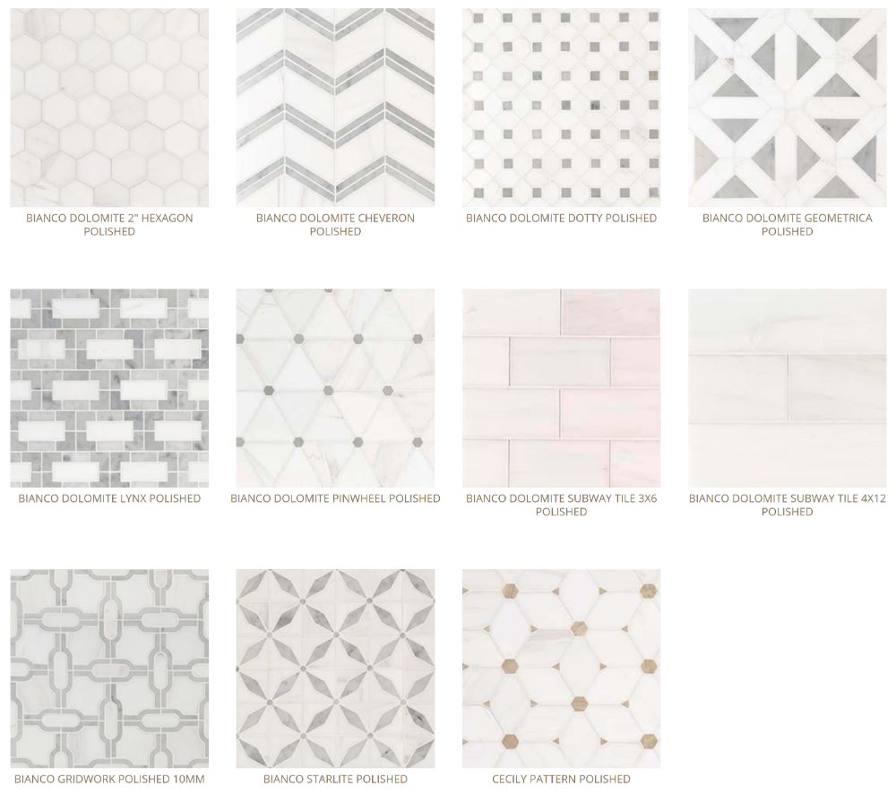 bianco dolomite tiles wall tile backsplash options Baltimore, MD