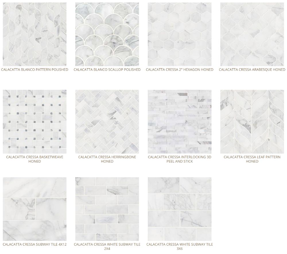 calacatta cressa tiles wall tile backsplash options Baltimore, MD