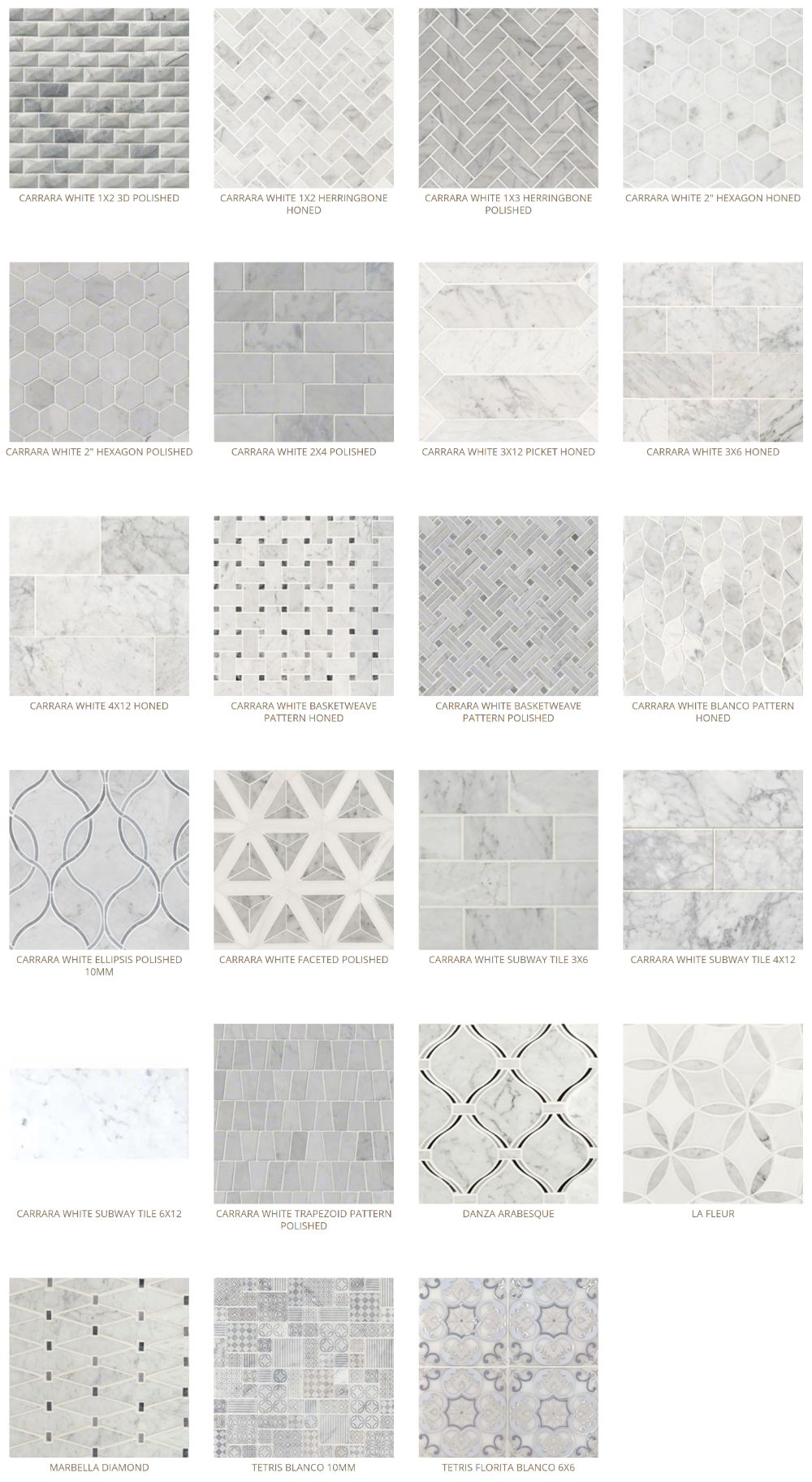 carrara white tiles wall tile backsplash options Baltimore, MD