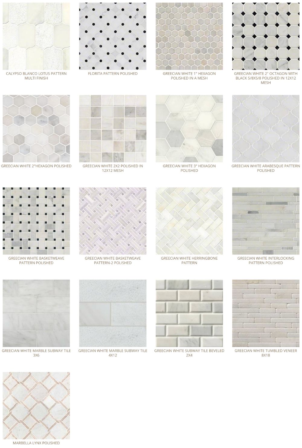 greecian white tiles wall tile backsplash options Baltimore, MD