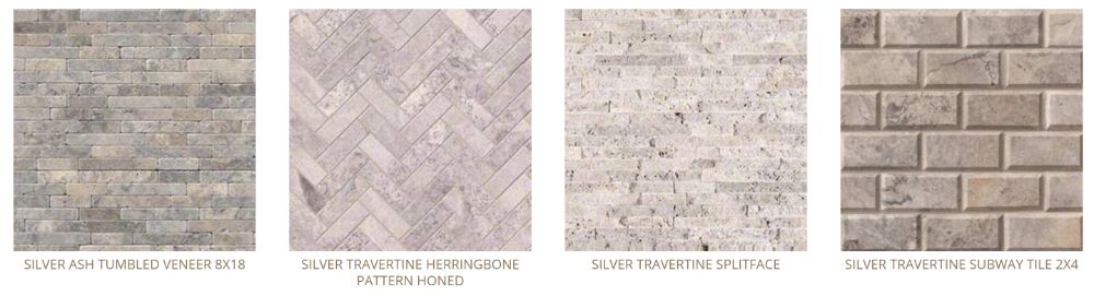 silver travertine tiles wall tile backsplash options Baltimore, MD